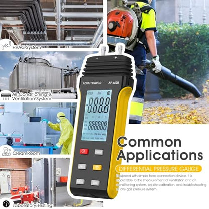 2Packs Pro HVAC Anemometer AP-856A & AP-189B Digital Manometer