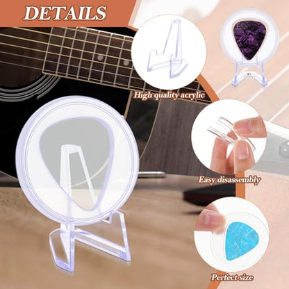 Funnymoom 1 Pcs Guitar Pick Display Case Acrylic with Stand, Clear - color: Clear