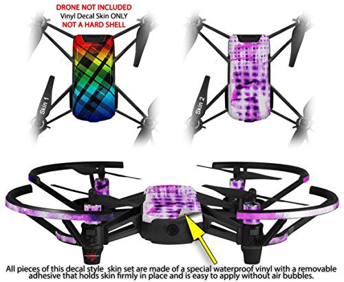Skin Decal Wrap 2 Pack Compatible with DJI Ryze Tello Rainbow Plaid Drone NOT Included