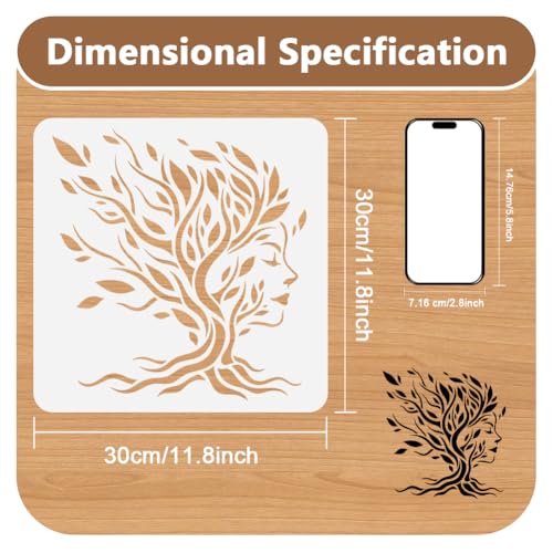 Tree of Life Stencil, Tree Woman Face Reusable Painting Template - style: Tree Woman Face