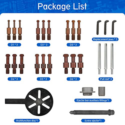 21 in1 Bearing Puller, Bearing Puller Set, Inner Hole Three-Jaw Puller, with Curved Hook and Red Steel Collet Multifunctional Bearing Removal Tool, with Heavy Duty Portable Storage Case Blue - size: 21in1-puller