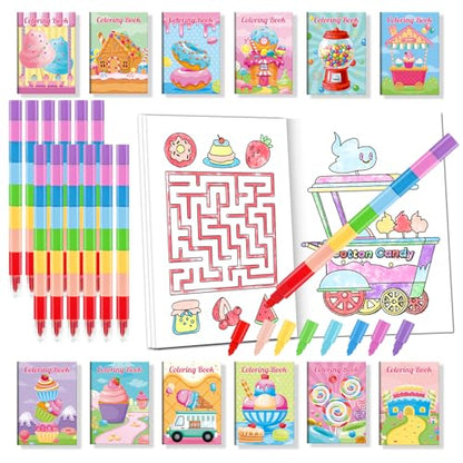 BenLouis 24 Sweet Mini Coloring Books with 24 Crayons for Kids Bulk - style: Candyland