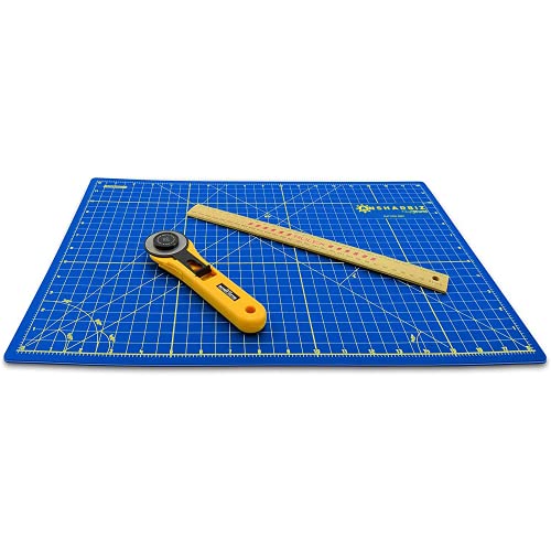 12 x 18 Cutting Mat for Sewing, Self Healing Double Sided Quilting Crafts Mat - Fabric Cutting Mat - Non Slip surface - Rotary Cutting Board - color: Blue, size: A3-12x18