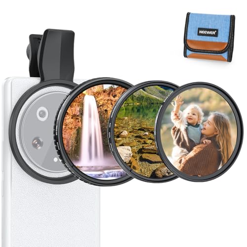 NEEWER 67mm Variable ND Filter Set Compatible with Android, 3 Pack Clip On CPL + ND2-32 + Black Diffusion 1/4 Filter for Mist Cinematic Effect Photography Accessories Kit, FL-B38 - size: 67mm, style: ND2-32+CPL+Black Diffusion 1/4 Compatible with Android