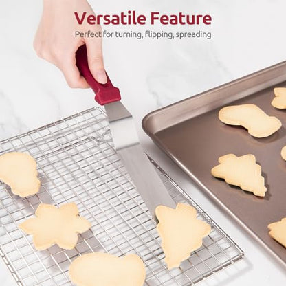 U-Taste Offset Icing Spatula Set, Cake Frosting Spreader, 6/8/10in, Red - color: Red (6", 8", 10")