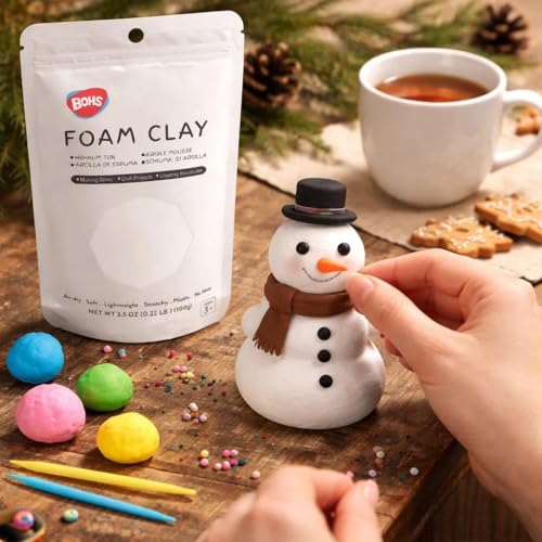BOHS Foam Clay for Kids, White Air Dry Modeling Clay, 3.5 oz - color: White