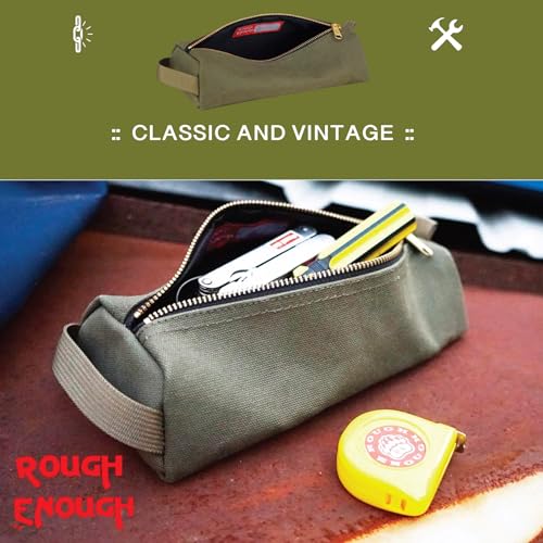 Rough Enough Waxed Canvas Small Tool Pouch Bag, Army Green - color: Army Green