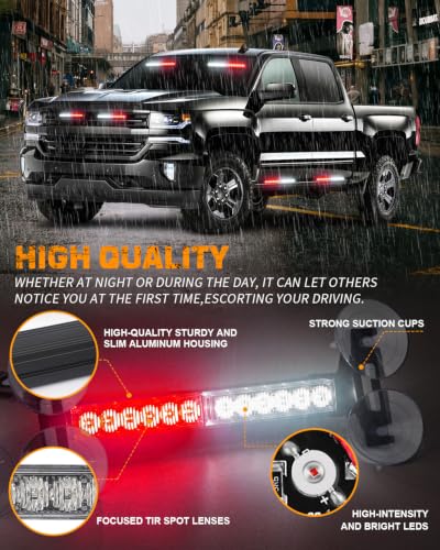 XRIDONSEN 2x 10.7 inch Red White Emergency Lights 24 LED Strobe Light Bar - color: Red/White