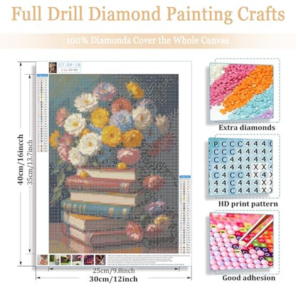 Gamteldot Diamond Art Kits for Adults - Book Diamond Art - color: Book Flower
