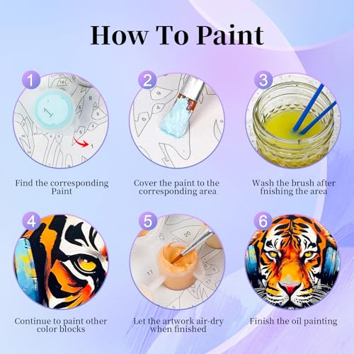Okarina 6 Pack Paint by Numbers Kit for Adults & Beginners, Animals Designs - color: OP6NFUS2511-01