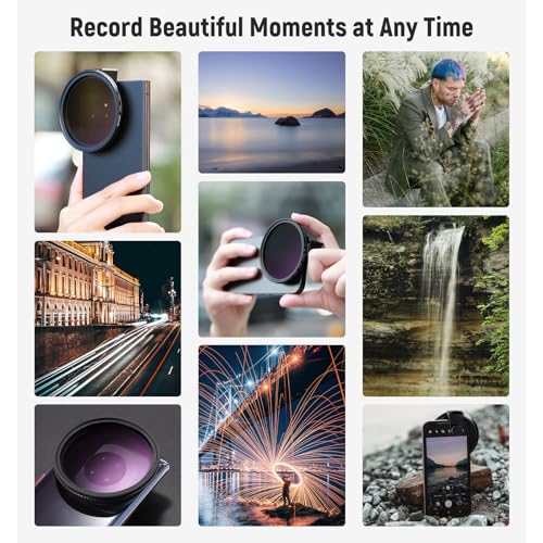 NEEWER 67mm Clip On Variable ND Filter Kit with Cold Shoe Phone Clip, Adjustable ND2-32 Filter Compatible with iPhone 17 16 15 Pro Max Plus Android Samsung Galaxy S24 S25 Ultra - style: ND2-ND32 w Threaded Adapter Ring
