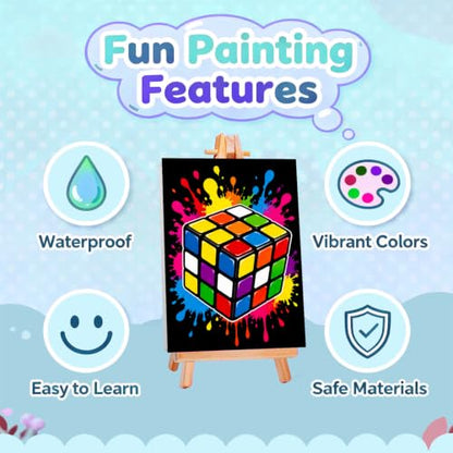 Gemozaic 4 Pack Paint by Numbers Kit for Kids Ages 8-12 with Frame & Easel - color: BKH2999-3002