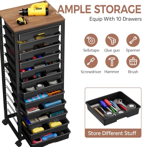 SYKIARIOL Rolling Cart with 12 Drawers,Black - color: Black, size: 12 Drawers