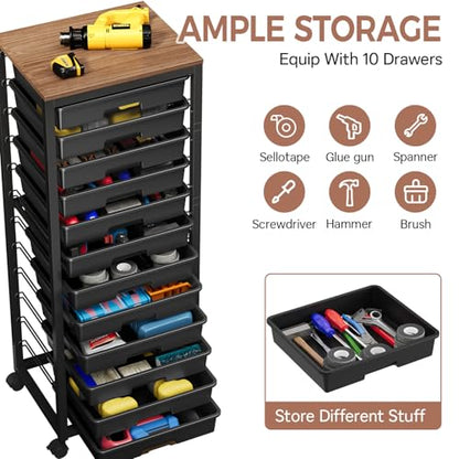 SYKIARIOL Rolling Cart with 12 Drawers,Black - color: Black, size: 12 Drawers