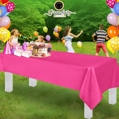 Grandipity Plastic Table Cloth Disposable 12 Pack 54” x 108” Rectangle - color: Hot Pink, size: 54in. x 108in. Rectangle