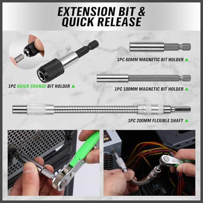 SWANLAKE 232-Piece Ultimate Screwdriver Bit Set, Cr-V Impact Driver Bit Set, Includes Security Bits, Nut Driver, Ratchet Wrench and Bits Holder - style: Multi-Used Version
