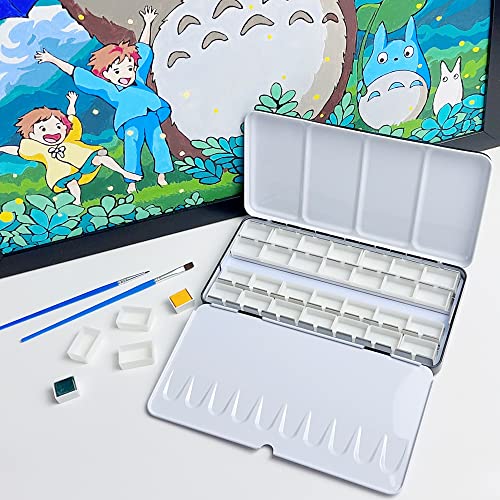48Pcs Empty Watercolor Paint Pans – Full Pans, 3ml White Plastic Pans - style: 48Pcs Full Pans