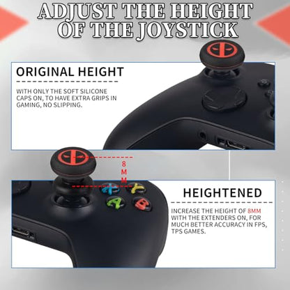 FPS Thumbstick Extender & Printing Rubber Silicone Grip Cover 2 Sets for Xbox Series X/S & Xbox One Controller(Immortal) - color: 19