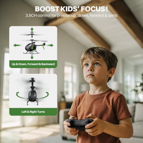 SYMA S100 Mini RC Helicopter for Kids, Indoor Flying, Altitude Hold, Black - color: Black