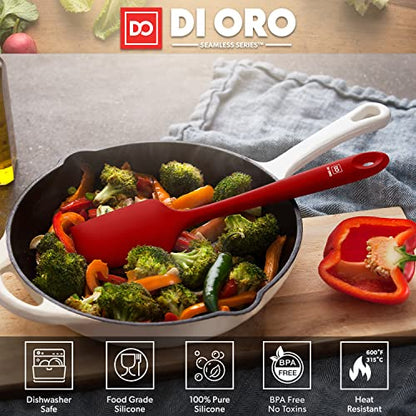 DI ORO Large Silicone Spatula - 600F Heat Resistant, Red - color: Red