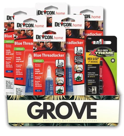 6X Devcon Medium Strength Blue Thread Locker Gel 0.2 oz Bundle with Blu-MOL Xtreme Hex 5/32 in. x 2 in. Screwdriver Bit – Thread Lock That Seals & Prevents Vibration Loosening – Gift Set (7 Items)