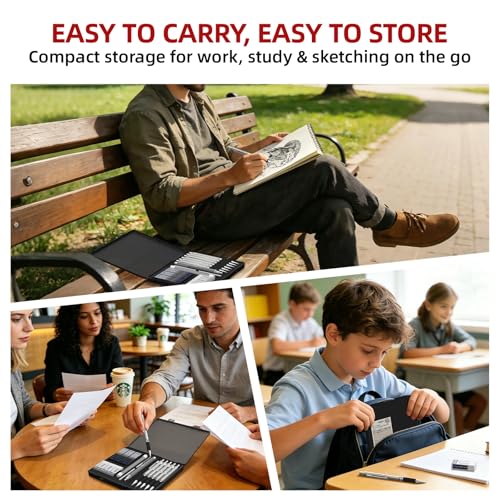 WUO 0.7 mm Mechanical Pencil Set with Eraser Pen Storage Case, 6 PCS - color: Black 5 - 0.7mm (6 Pack)