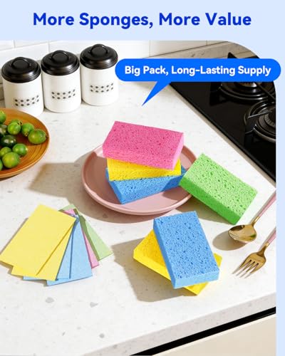 Temede Cellulose Sponges, Heavy Duty Kitchen Sponges, Non-Scratch, 6 Pack - size: 6 Count (Pack of 1)