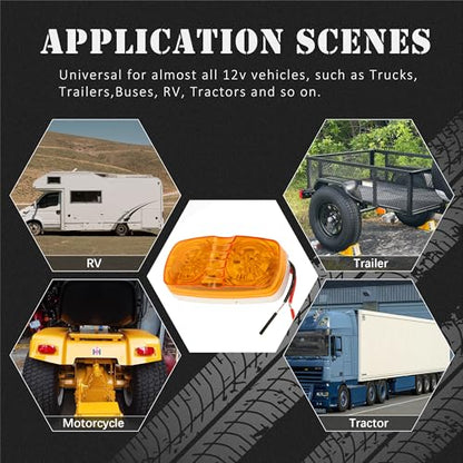 NEW SUN® Amber Trailer RV Marker Light, 10 High-intensity LED, 4x2, 2 Pcs - color: 2*Amber