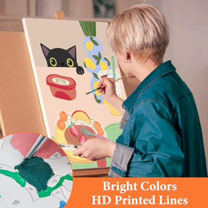 6 Pack Paint by Numbers Kit for Adults Beginner Black Cat, 10x14 Inch - color: LKOP6P-7