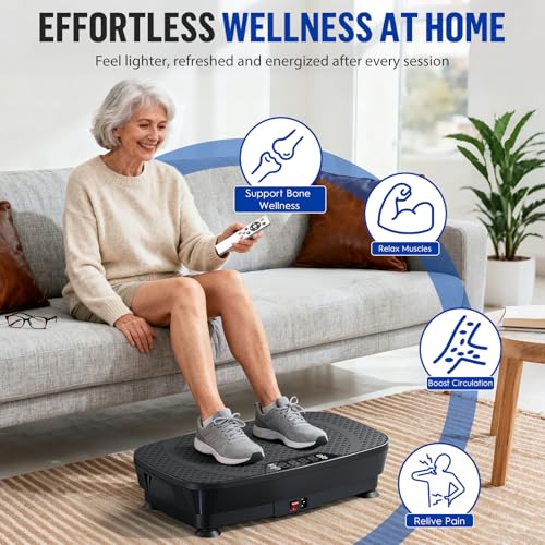 Vibration Plate for Lymphatic Drainage, Vibration Plate Exercise Machine with Workout Guide, 400Lbs Capacity Shake Plate, Whole Body Workout Vibrating Platform for Toning, Weight Loss