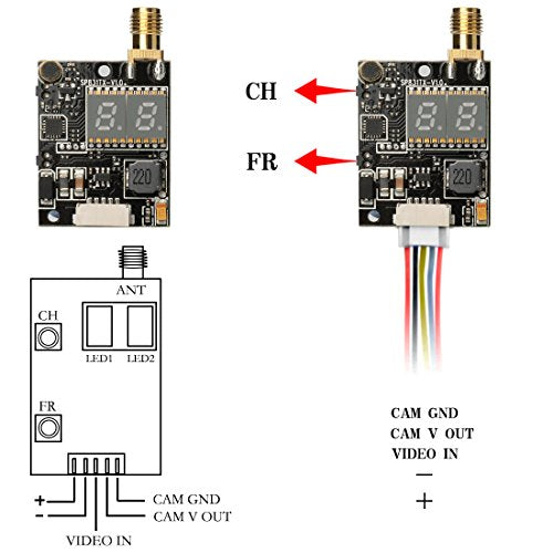 AKK KC02 600mW FPV Transmitter with 600TVL 2.8MM 120 Degree High Picture Quality Sony CCD Camera for FPV Multicopter