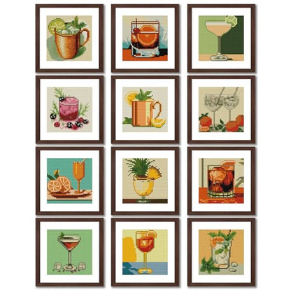 12 Pcs Small Diamond Art Kits Cocktail Diamond Art Kits for Adults - color: Cocktail