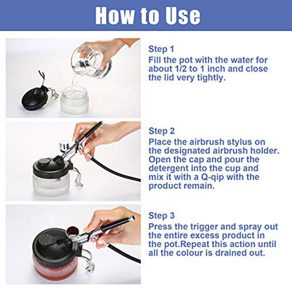 AGPTEK Airbrush Cleaning Kit - Glass Cleaning Pot, Filters, Scraper Needle, Tube Brushes