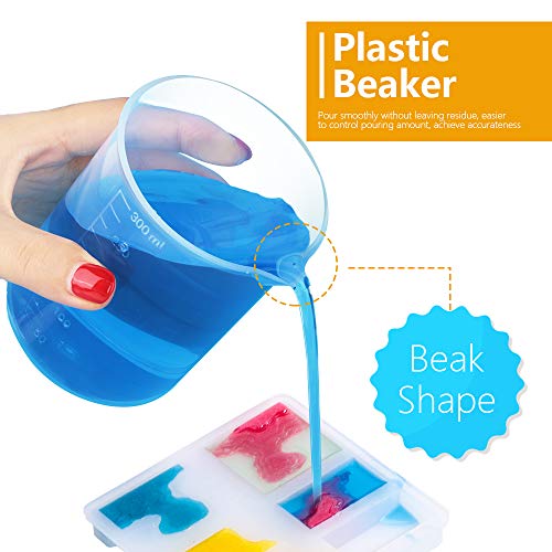 LEOBRO 8PCS Resin Mixing Cups, 300ML Plastic Measuring Cups for Resin, Paint Mixing Cups, Plastic Beakers, Liquid Measuring Cups