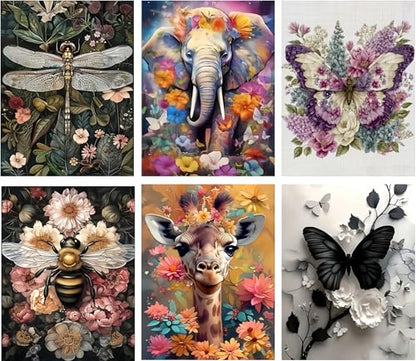 JYXSJYYD 6 Pack Colorful Animal Diamond Art Kits for Adults,12x16 inch - color: KM1003-KM1008-1