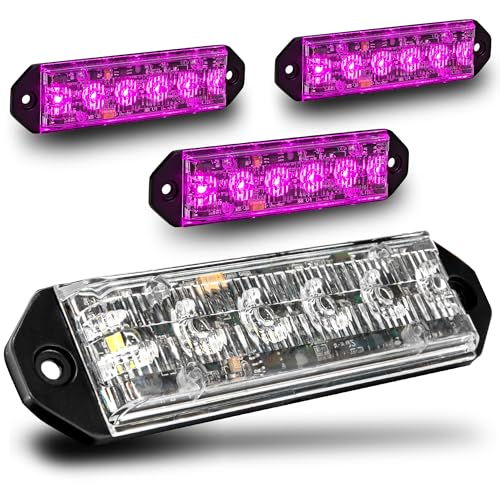 LAMPHUS PlanarFlash 4pc Purple LED Police Grill Strobe Warning Lights - color: Purple / Purple, size: 4 Pack