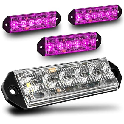 LAMPHUS PlanarFlash 4pc Purple LED Police Grill Strobe Warning Lights - color: Purple / Purple, size: 4 Pack