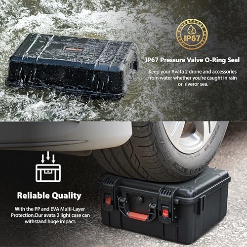 STARTRC Waterproof Carrying Hard Case for DJI Avata 2 Fly More Combo with Goggles 3(NOT for Goggles N3)/RC Motion 3/FPV Remote Controller 3,Battery Charging Hub,FPV Drone Accessories (Dual Layer)