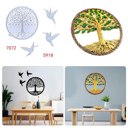 Tree of Life Hummingbird Wall Hanging Epoxy Resin Silicone Mold5918+7072