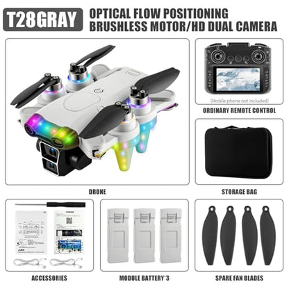 Drones for kids 8-12 with camera – Drone with camera for kids & Beginners, Mini kids drone with Fancy LED Lights, 4.3" Built-In FPV Screen, Three Batteries, Indoor & Outdoor Toy Gift (G) - size: G