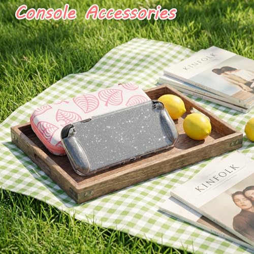 TIKOdirect Carrying Case for Switch 2, Shockproof Portable Travel Bag with Glitter Galaxy case, Screen Protectors and Cute Leaf Thumb Grips Caps, Pink Kit - color: Pink Kit