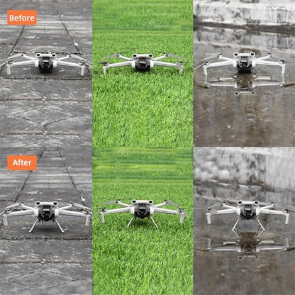 Foldable Landing Gear For DJI Mini 3 PRO/Mini 3 Drone Extension Leg Increased 25mm With Silicone Banding Strap Support Stand Tripod UAV Camera Drones Accessory - color: Gray