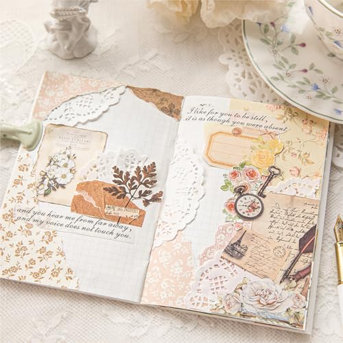Scrapbook Supplies Kit, 400PCS Vintage Floral Paper & Stickers