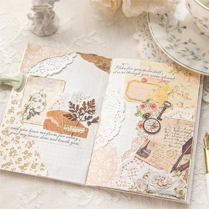 Scrapbook Supplies Kit, 400PCS Vintage Floral Paper & Stickers