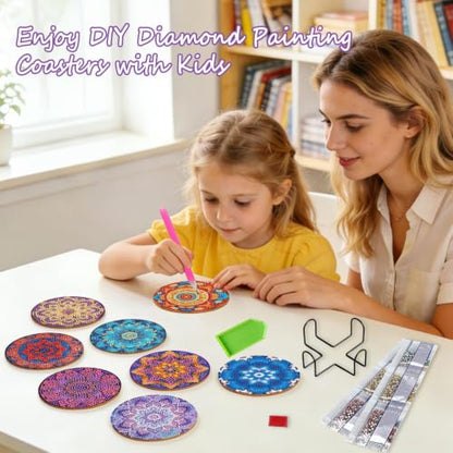 Leatrice 8pcs Mandala Diamond Art Coasters Diamond Painting Kits for Adults - color: AB mandala