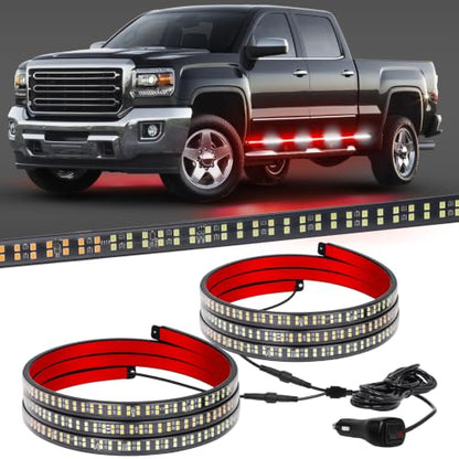 XRIDONSEN 2PCS 70 inch Running Board Emergency Lights 864 LED Strobe Lights - color: Red/White