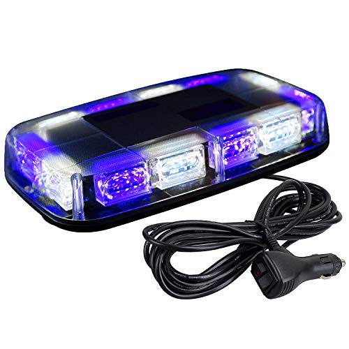 ASPL 48LED Roof Top Strobe Lights, High Visibility Emergency Safety Warning LED Mini Strobe Light bar with Magnetic Base for 12-24V Snow Plow, Trucks, Construction Vehicles (Blue/White) - color: Blue/White