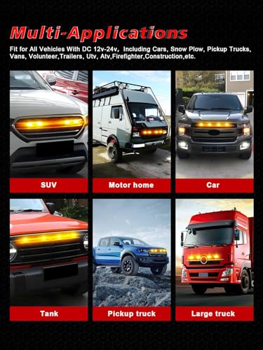 YM E-Bright 2-Pack Amber/Yellow 3 LED Car Flashlight DRL Truck Emergency Strobe Flash Warning Light DC 12-24V - color: Yellow, size: 3LED