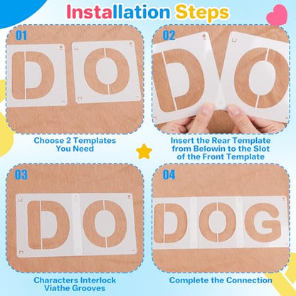 Letter Stencils 80Pcs 3&4Inch Large Alphabet Number Reusable Stencils - size: 3Inch+4Inch