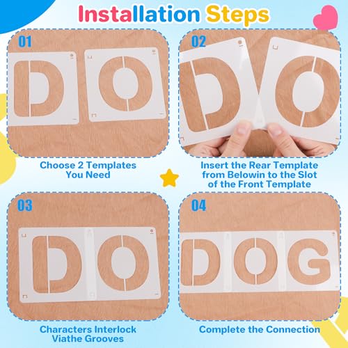 Letter Stencils 80Pcs 2&3Inch Large Alphabet Number Reusable Stencils - size: 2Inch+3Inch